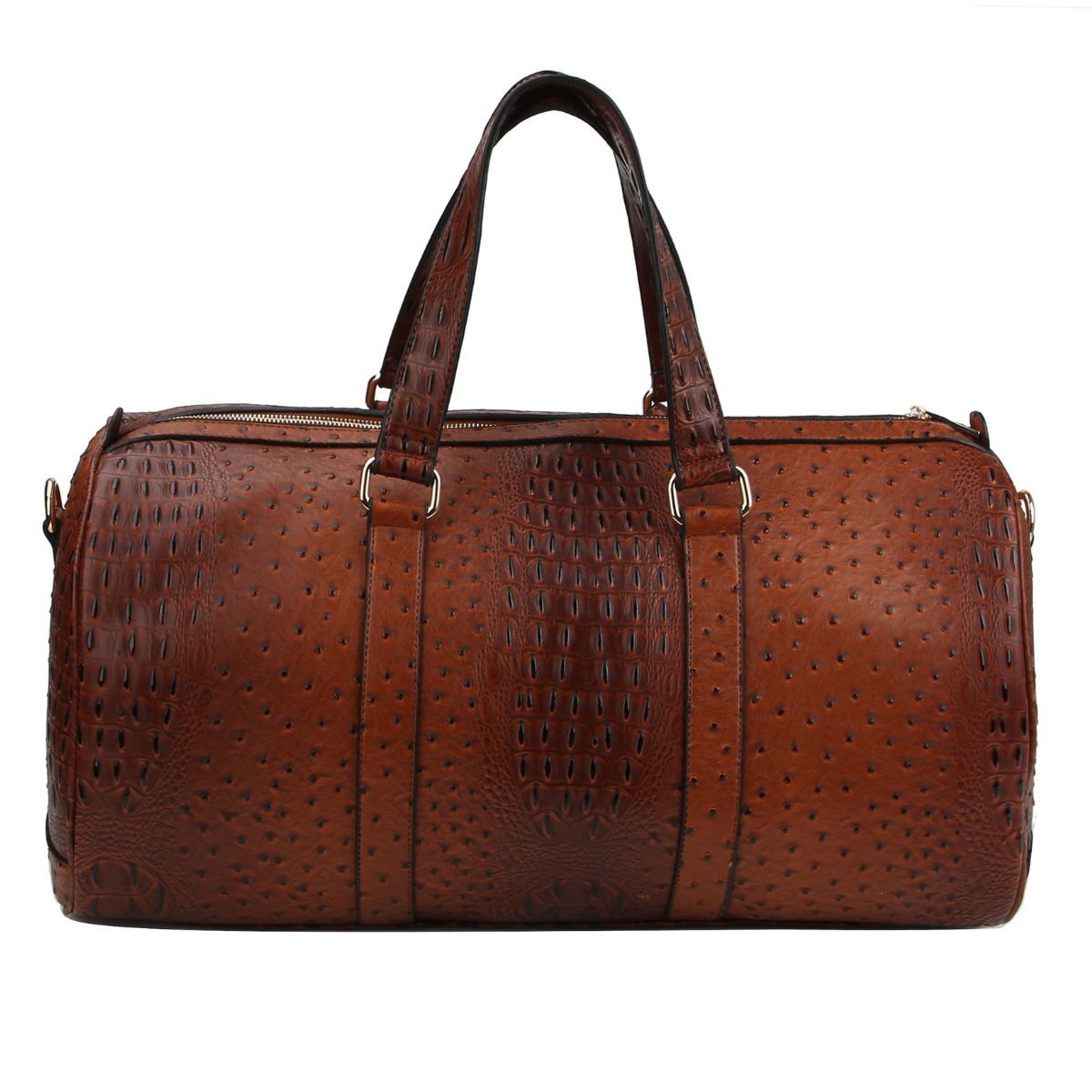 Brown Ostrich Weekender Duffel Bag - Premium Wholesale Fashion Accessories from Pinktown - Just $85! Shop now at chiquestyles