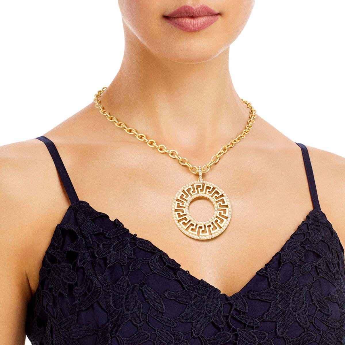 Gold Cable Chain Pearl Greek Necklace|17 inches - Premium Wholesale Jewelry from Pinktown - Just $12! Shop now at chiquestyles