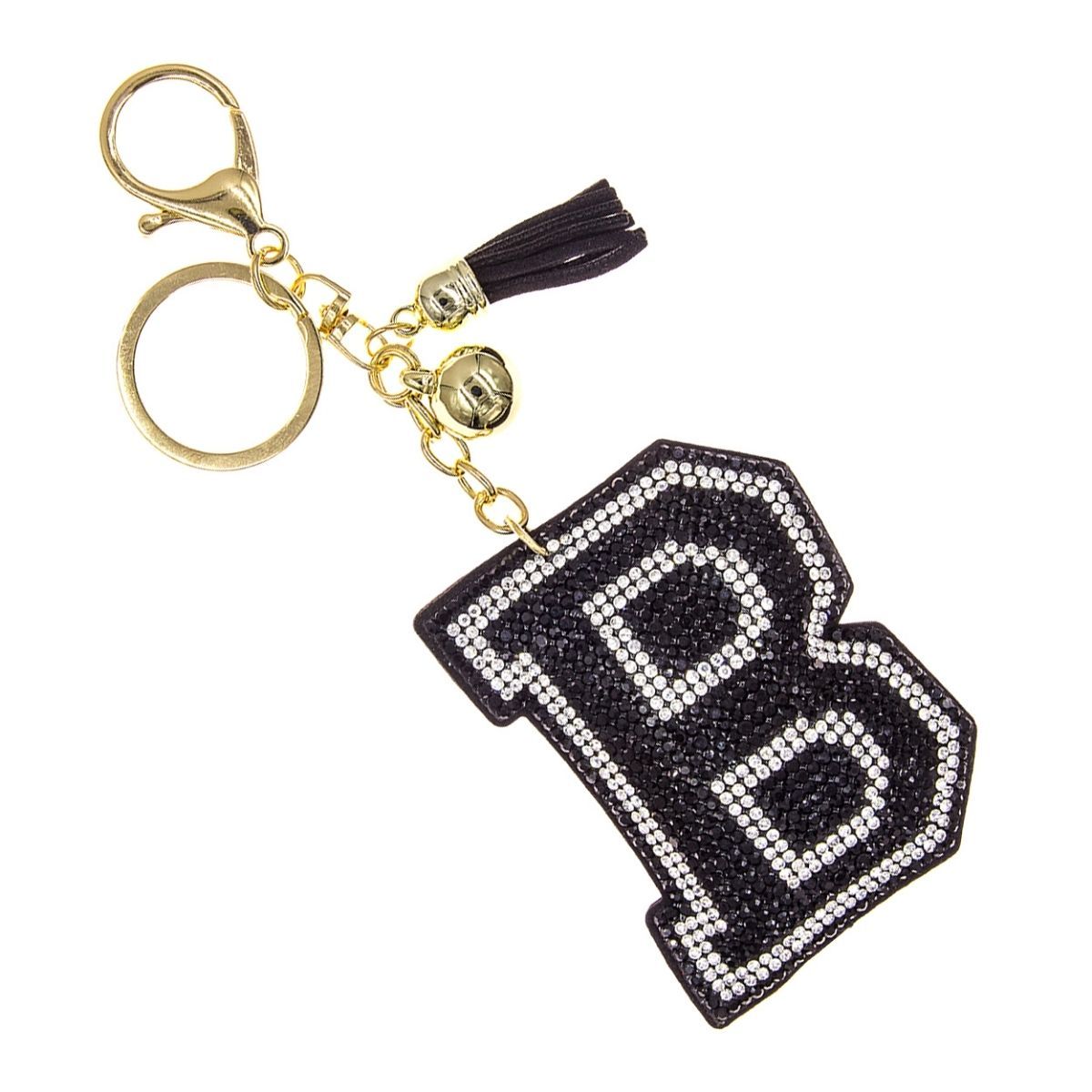 B Black Keychain Bag Charm|6.5 x 2.25 inches - Premium Wholesale Fashion Accessories from Pinktown - Just $8! Shop now at chiquestyles