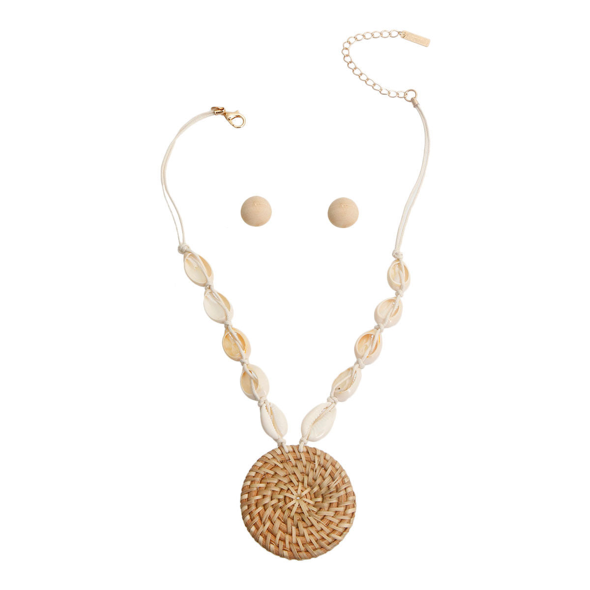 Brown Woven Circle Pendant Set|18 inches - Premium Wholesale Jewelry from Pinktown - Just $15! Shop now at chiquestyles