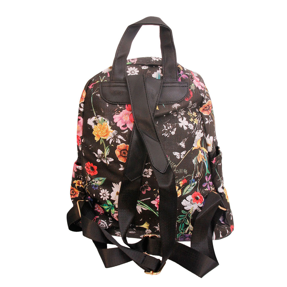 Black Leather Floral Backpack|13 x 13 x 5.75 inches - Premium Wholesale Fashion Accessories from Pinktown - Just $30! Shop now at chiquestyles