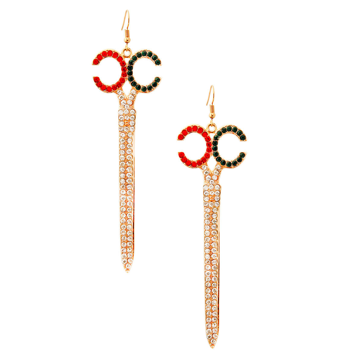 Rhinestone Scissor Drop Earrings|4.25 inches - Premium Wholesale Jewelry from Pinktown - Just $13! Shop now at chiquestyles