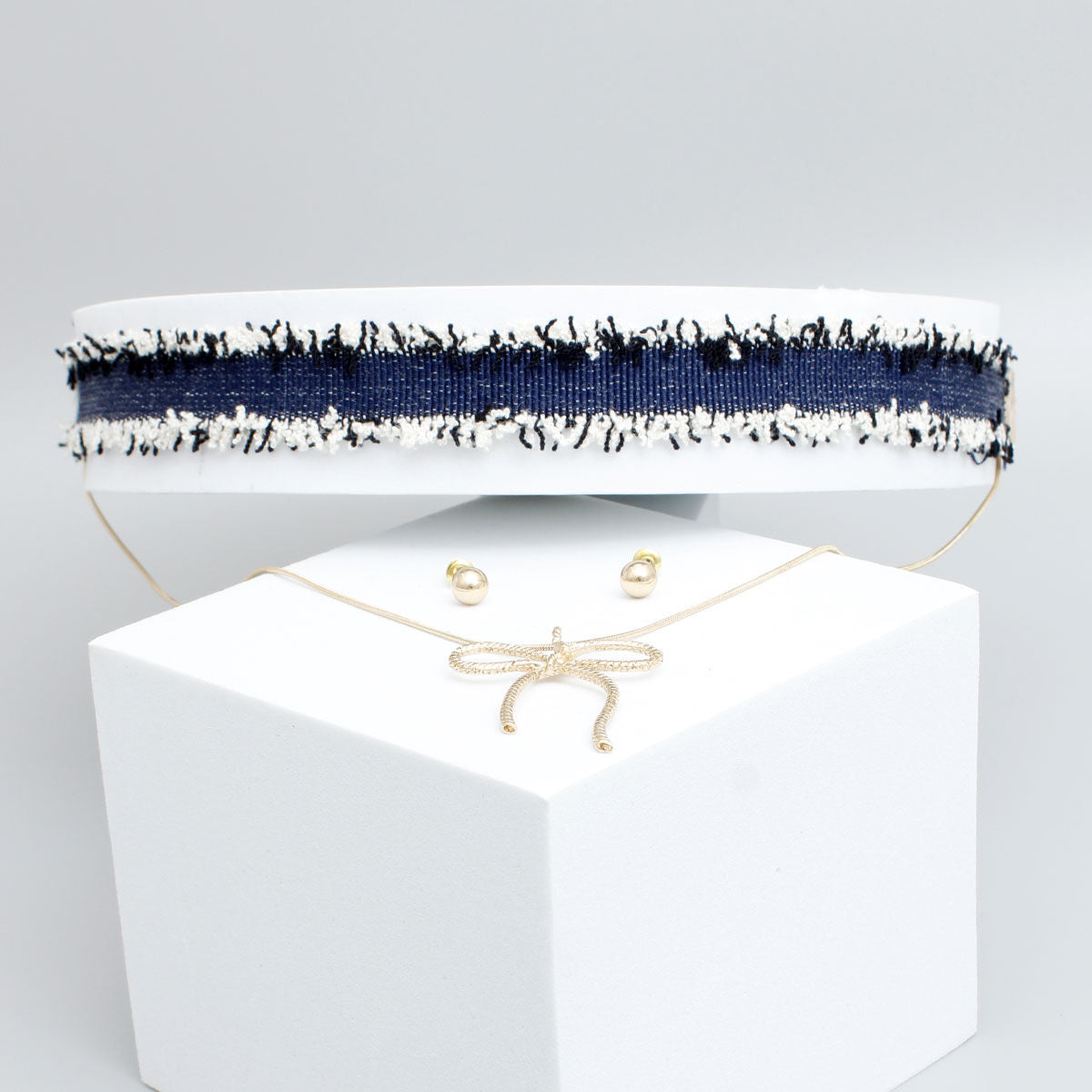 Ripped Denim Choker|15 inches - Premium Wholesale Jewelry from Pinktown - Just $9! Shop now at chiquestyles