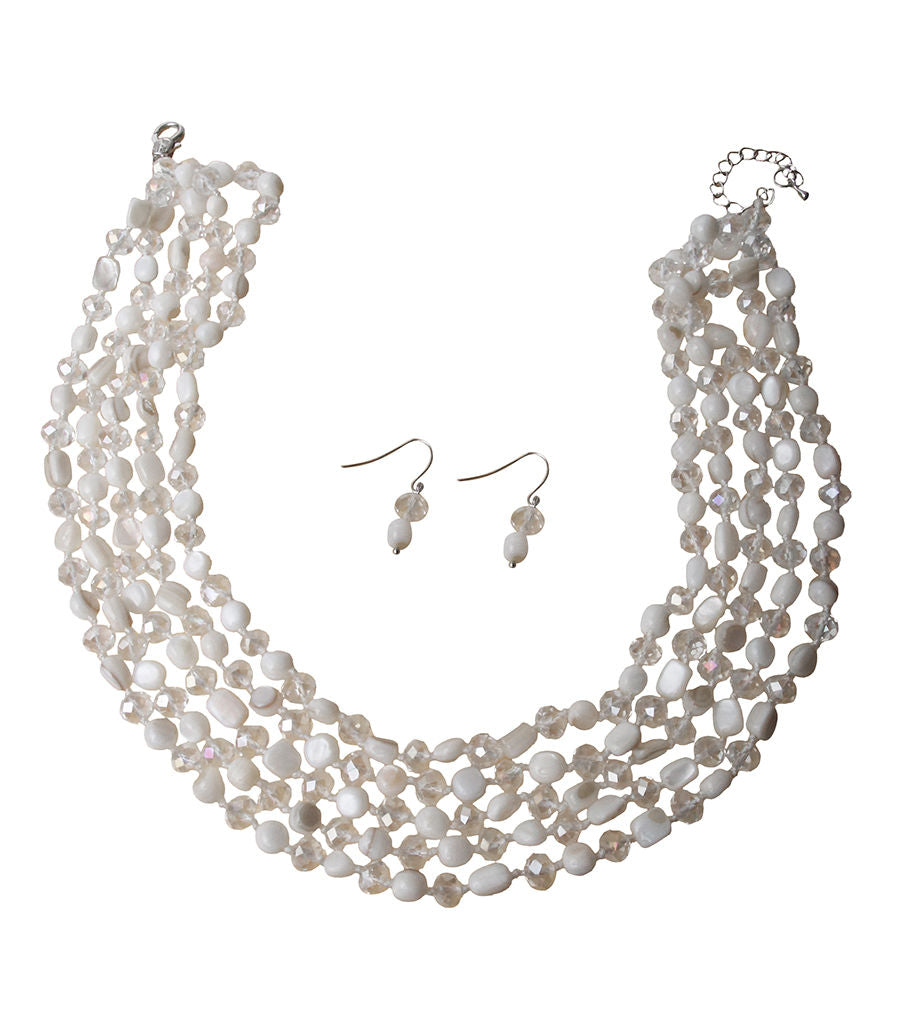 Ivory Bead Layered Necklace Set|16 inches - Premium Wholesale Jewelry from Pinktown - Just $18! Shop now at chiquestyles