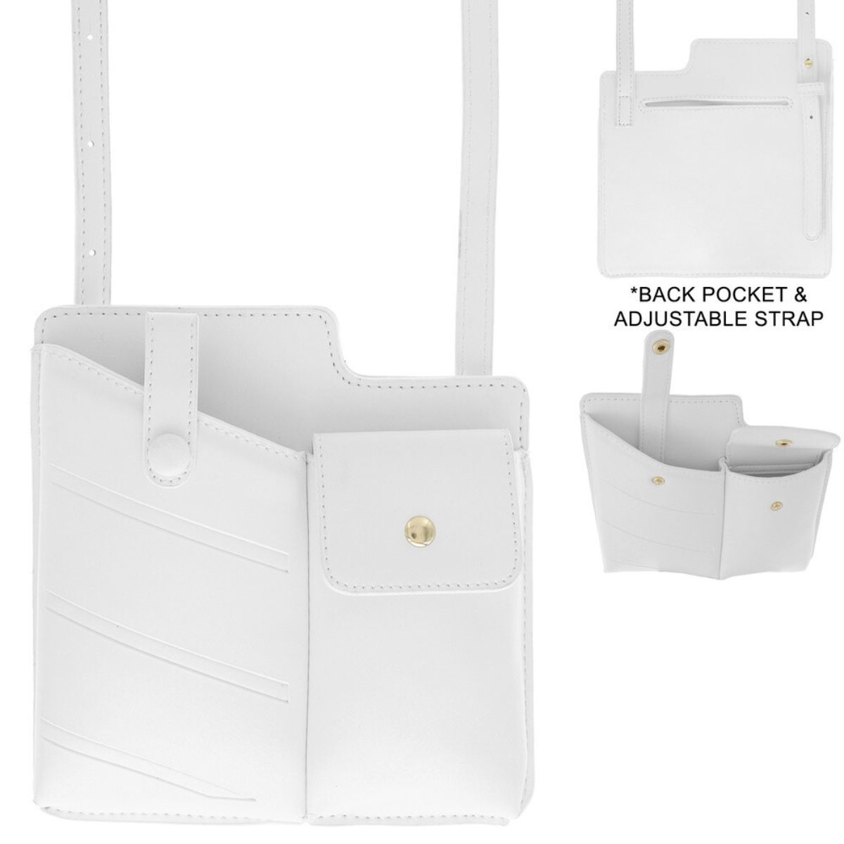 White Mobile Phone Crossbody|7 x 6.75 x 1.25 inches - Premium Wholesale Fashion Accessories from Pinktown - Just $26! Shop now at chiquestyles