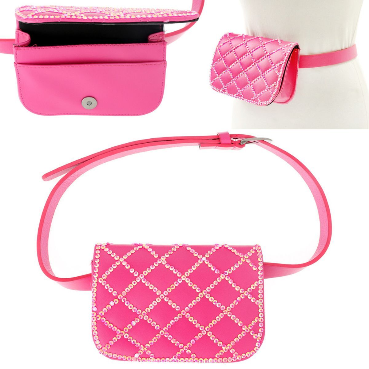 Fuchsia Quilted Belt Bag|6.75 x 4.5 x 1.85 inches - Premium Wholesale Fashion Accessories from Pinktown - Just $30! Shop now at chiquestyles