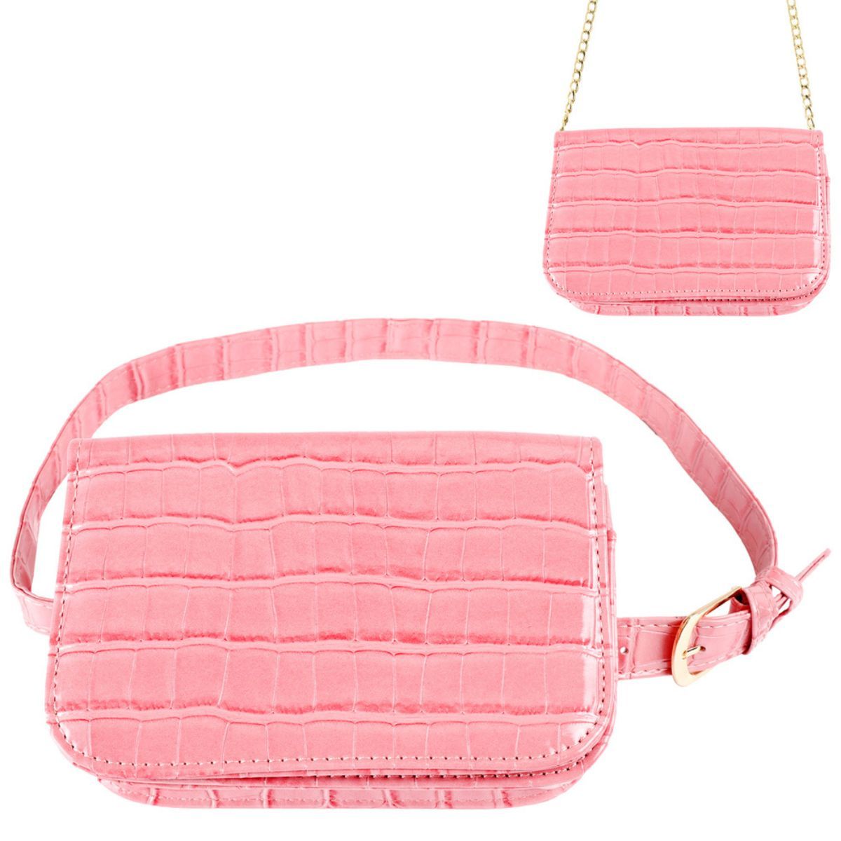 Pink Croc Belt Bag|7.25 x 5 x 1.75 inches - Premium Wholesale Fashion Accessories from Pinktown - Just $33! Shop now at chiquestyles