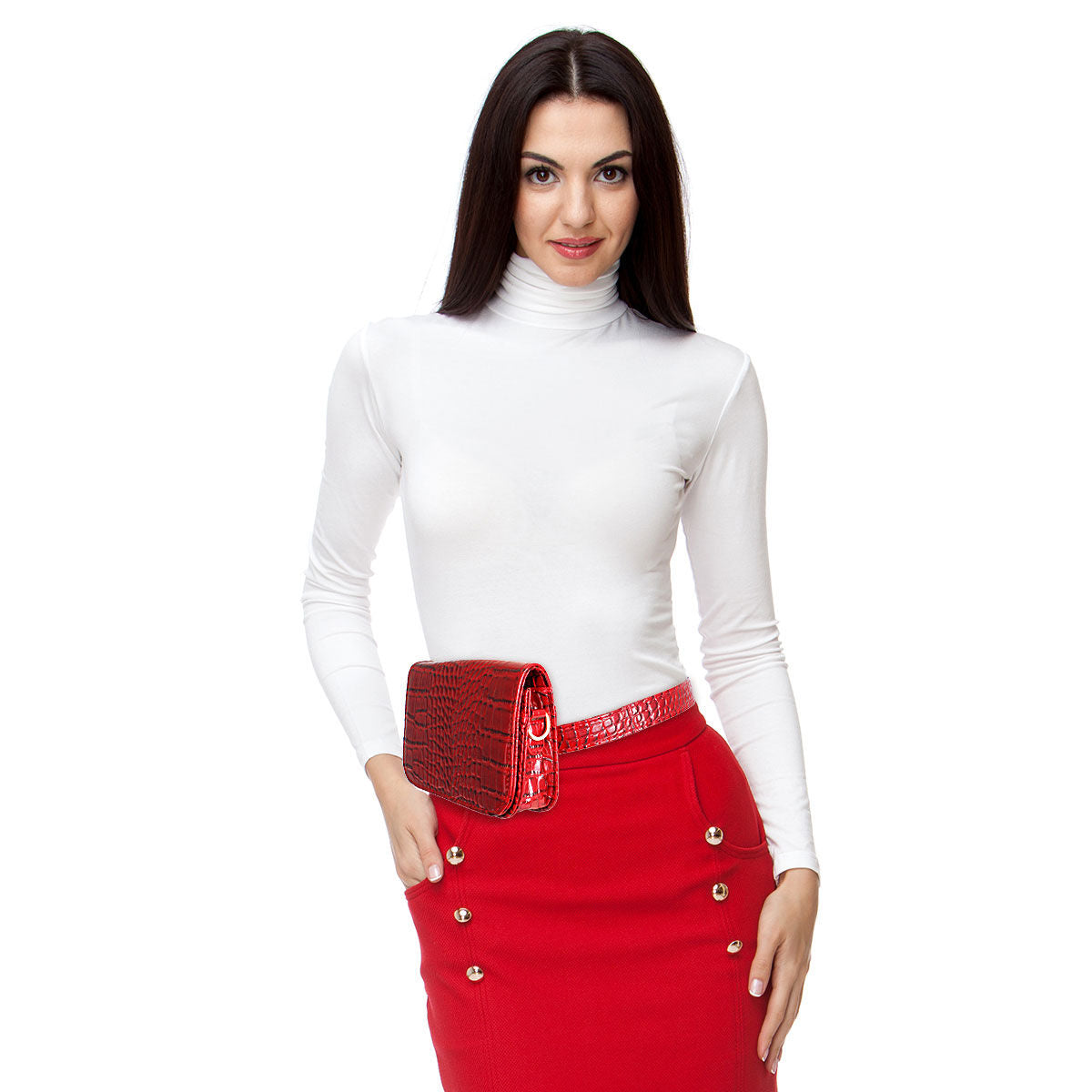 Red Croc Belt Bag|7.25 x 5 x 1.75 inches - Premium Wholesale Fashion Accessories from Pinktown - Just $34! Shop now at chiquestyles