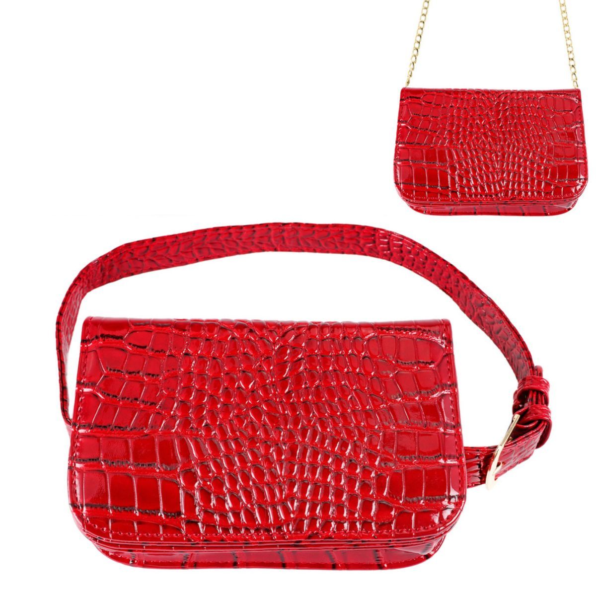 Red Croc Belt Bag|7.25 x 5 x 1.75 inches - Premium Wholesale Fashion Accessories from Pinktown - Just $34! Shop now at chiquestyles