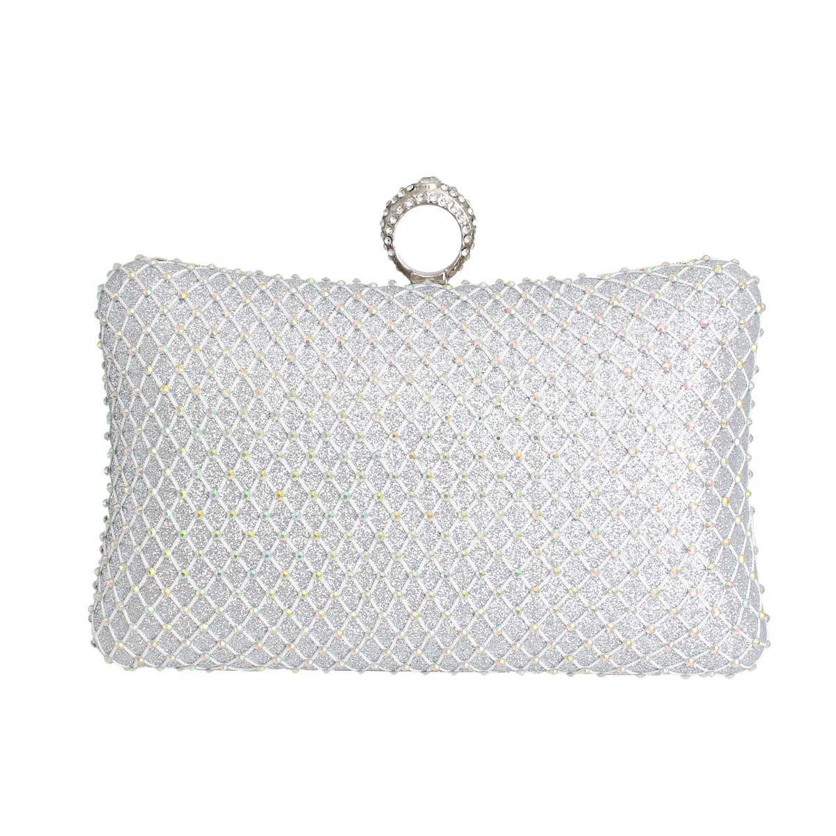 Silver Hardcase Ring Clutch|7.5 x 6 x 2.35 inches - Premium Wholesale Fashion Accessories from Pinktown - Just $40! Shop now at chiquestyles