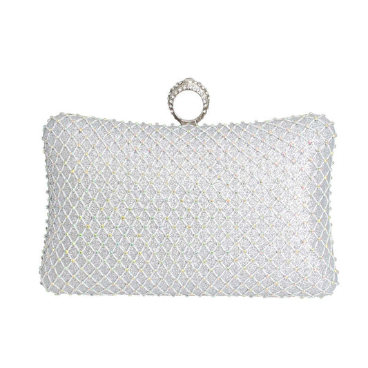 Silver Hardcase Ring Clutch|7.5 x 6 x 2.35 inches - Premium Wholesale Fashion Accessories from Pinktown - Just $40! Shop now at chiquestyles