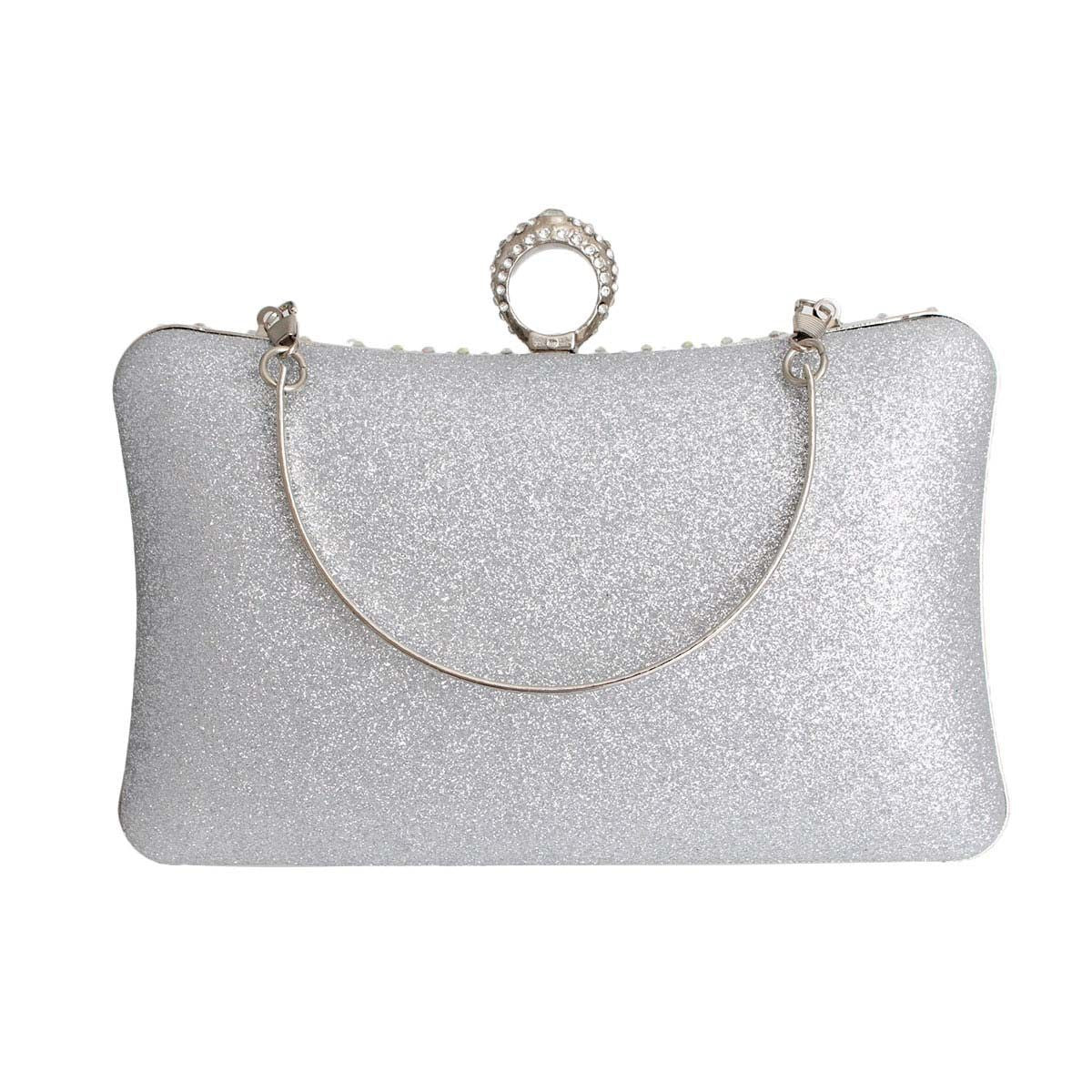 Silver Hardcase Ring Clutch|7.5 x 6 x 2.35 inches - Premium Wholesale Fashion Accessories from Pinktown - Just $40! Shop now at chiquestyles