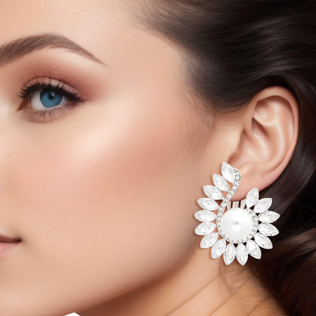 Clip On Medium Silver Hook Pearl Earring for Women - Premium Wholesale Jewelry from Pinktown - Just $10! Shop now at chiquestyles