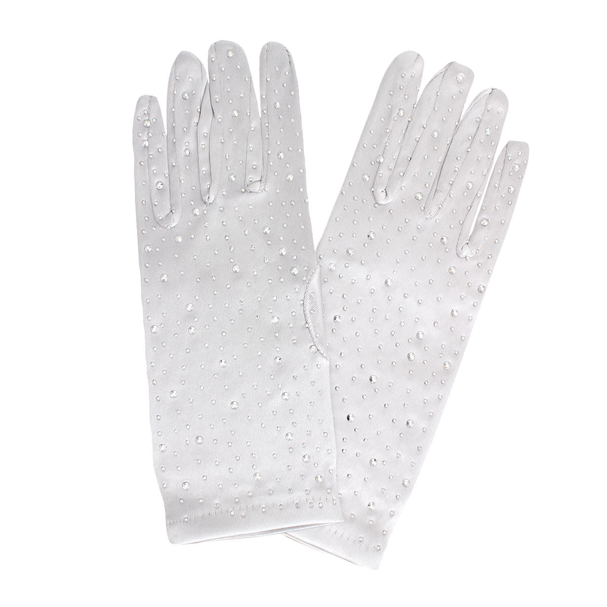 Gloves Silver Rhinestone Satin Bridal for Women - Premium Wholesale Fashion Accessories from Pinktown - Just $8! Shop now at chiquestyles