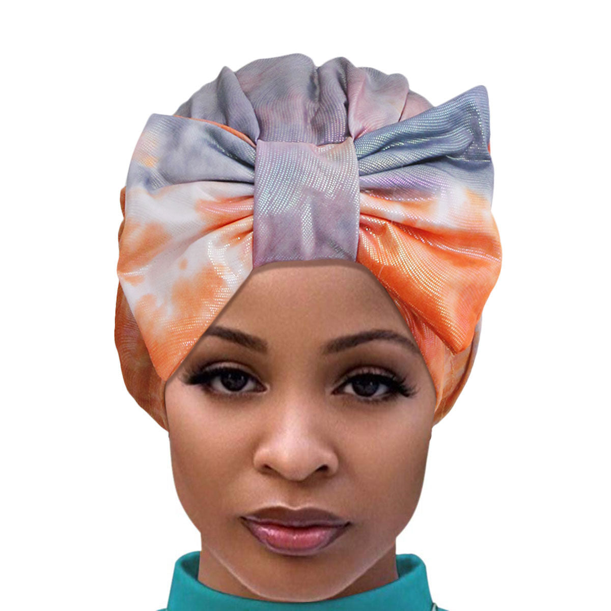 Orange Tie Dye Bow Turban|Stretch to Fit - Premium Wholesale Fashion Accessories from Pinktown - Just $13! Shop now at chiquestyles