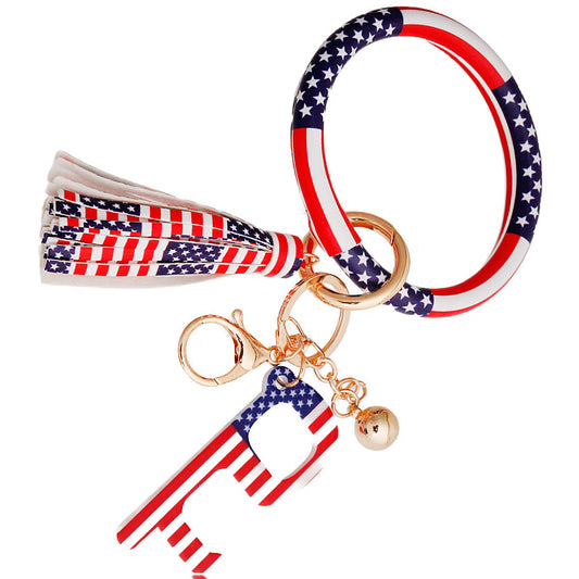 American Flag Safety Keychain Bracelet|6.5 inches - Premium Wholesale Fashion Accessories from Pinktown - Just $8! Shop now at chiquestyles