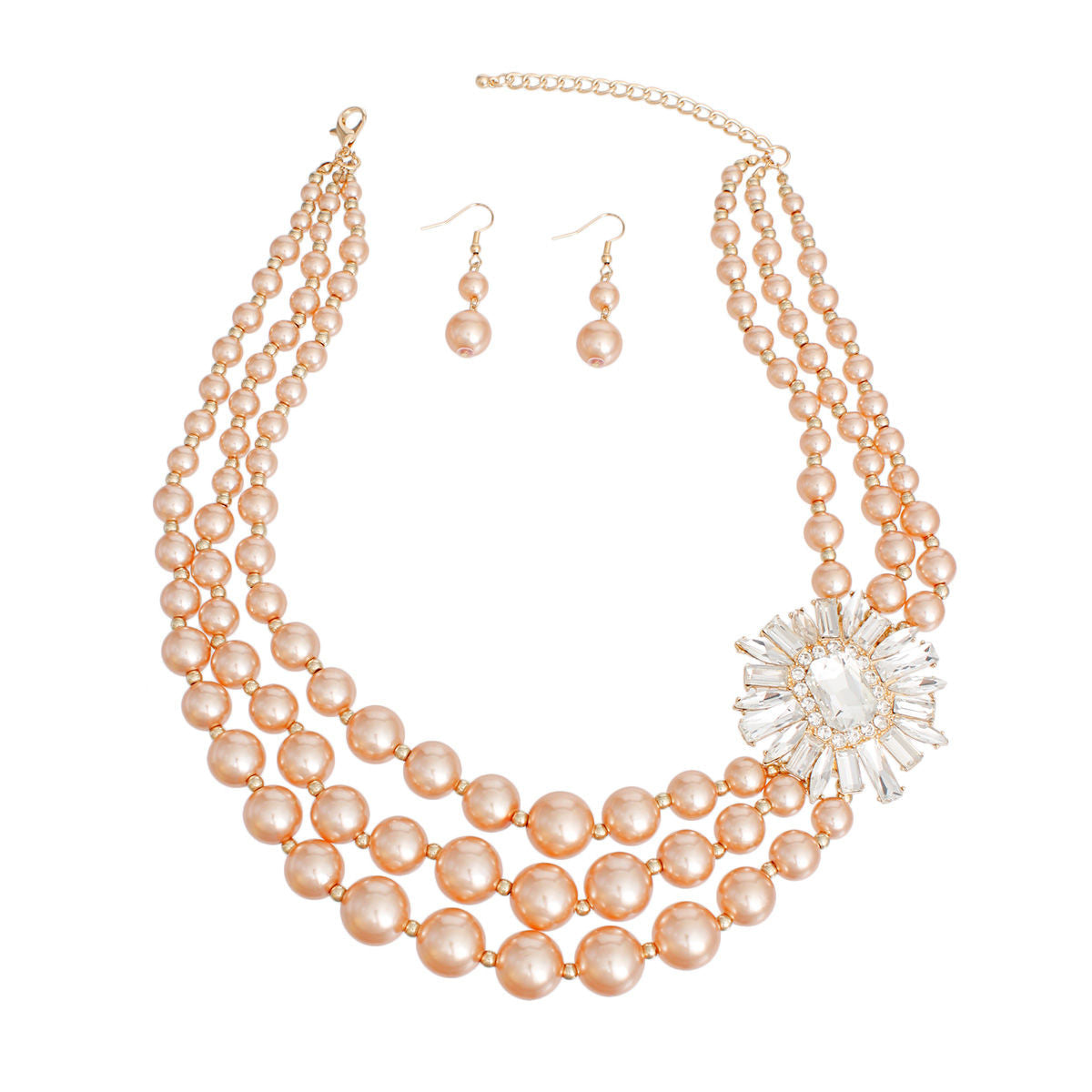 Pearl Necklace Gold Vintage Stone Set for Women - Premium Wholesale Jewelry from Pinktown - Just $19! Shop now at chiquestyles