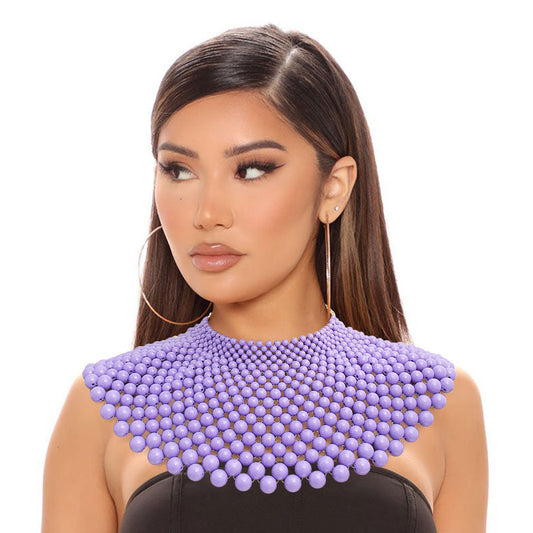 Purple Bead Bib Necklace Set|18 inches - Premium Wholesale Jewelry from Pinktown - Just $32! Shop now at chiquestyles