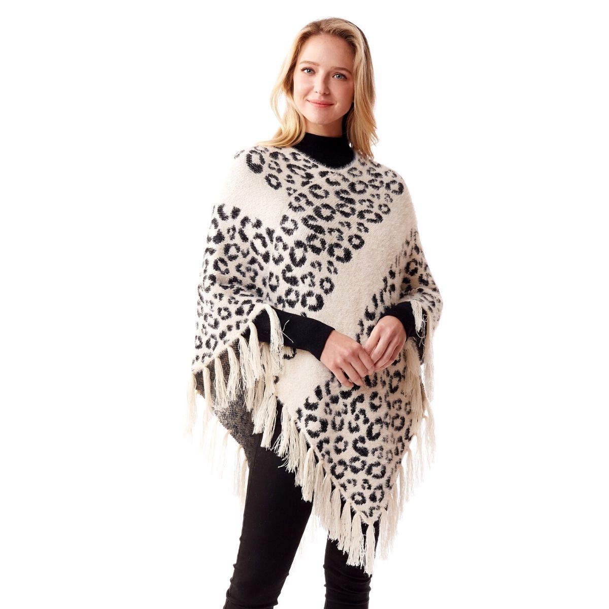 White Leopard Eyelash Poncho|25.6 x 25.6 inches - Premium Wholesale Boutique Clothing from Pinktown - Just $48! Shop now at chiquestyles