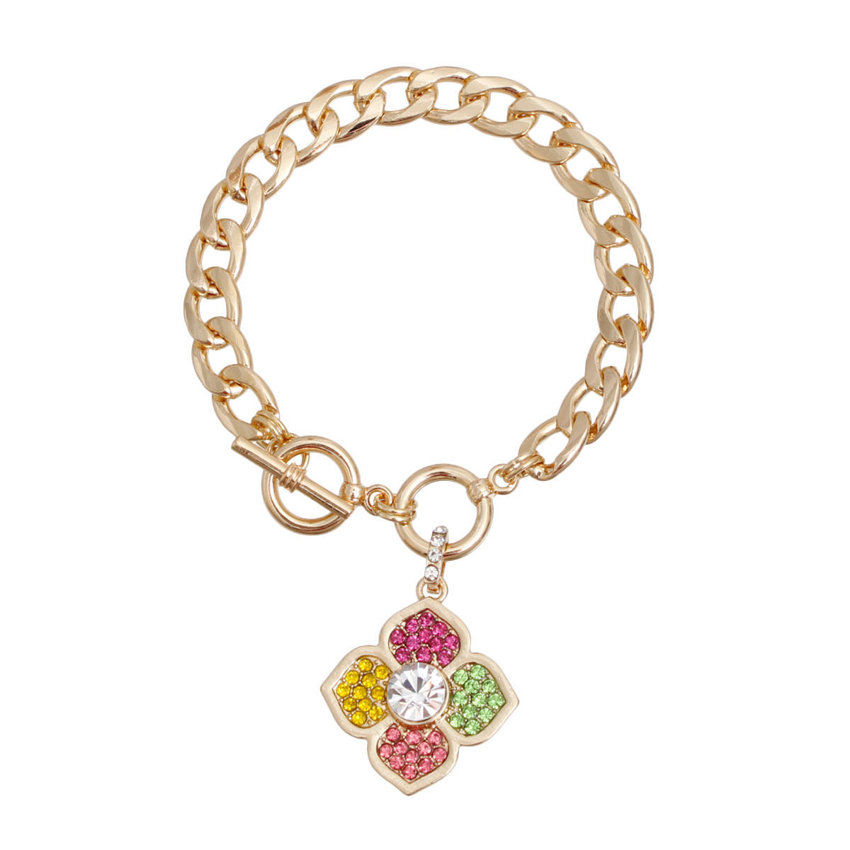 Multi Color Luxury French Designer Flower Bracelet|8 inches - Premium Wholesale Jewelry from Pinktown - Just $10! Shop now at chiquestyles