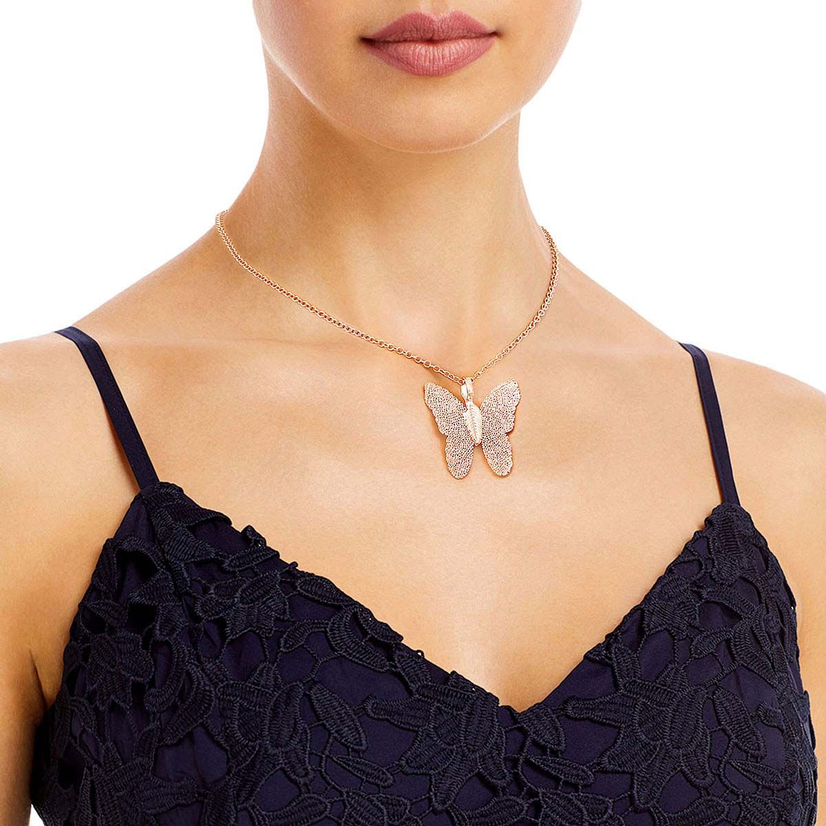 Rose Gold Dipped Real Leaf Butterfly Necklace|16 + 3 inches - Premium Wholesale Jewelry from Pinktown - Just $7! Shop now at chiquestyles