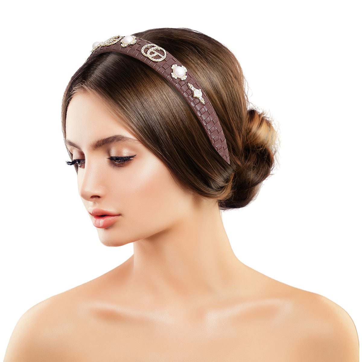 Brown Woven Leather Designer Headband|Adjustable - Premium Wholesale Fashion Accessories from Pinktown - Just $19! Shop now at chiquestyles