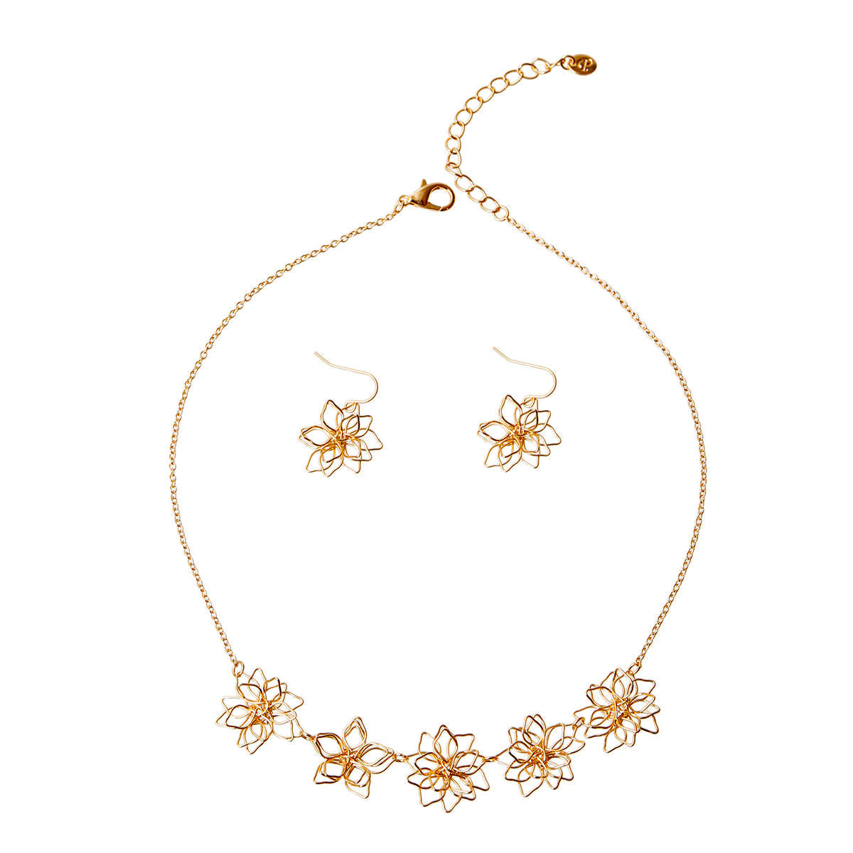 Gold Flower Necklace Set|17 inches - Premium Wholesale Jewelry from Pinktown - Just $11! Shop now at chiquestyles