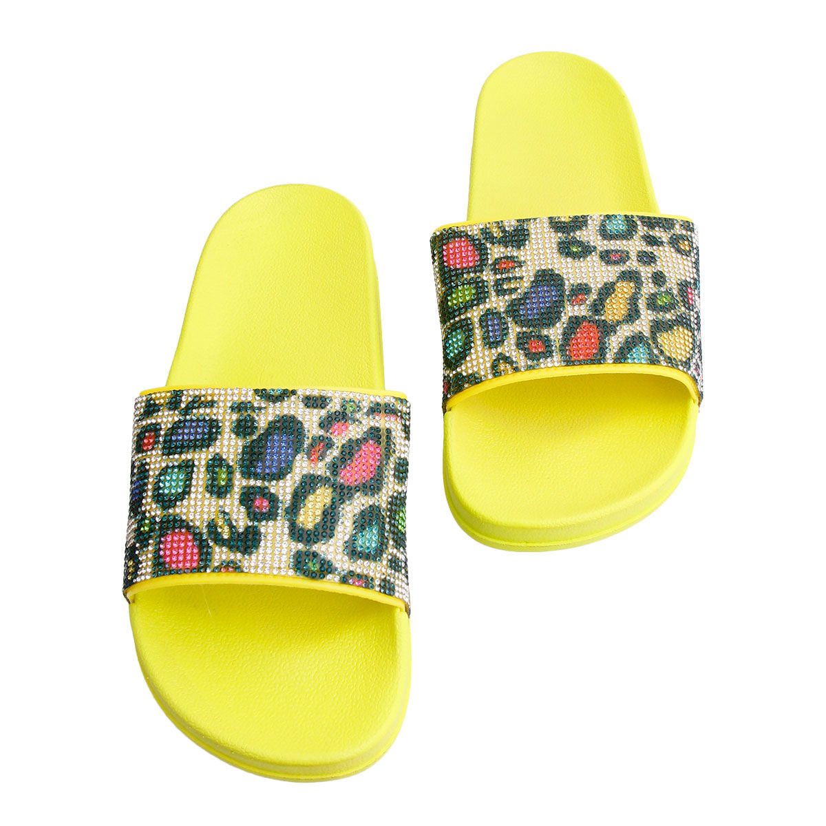 Size 10 Leopard Yellow Slides|Size 10 - Premium Wholesale Fashion Accessories from Pinktown - Just $22! Shop now at chiquestyles