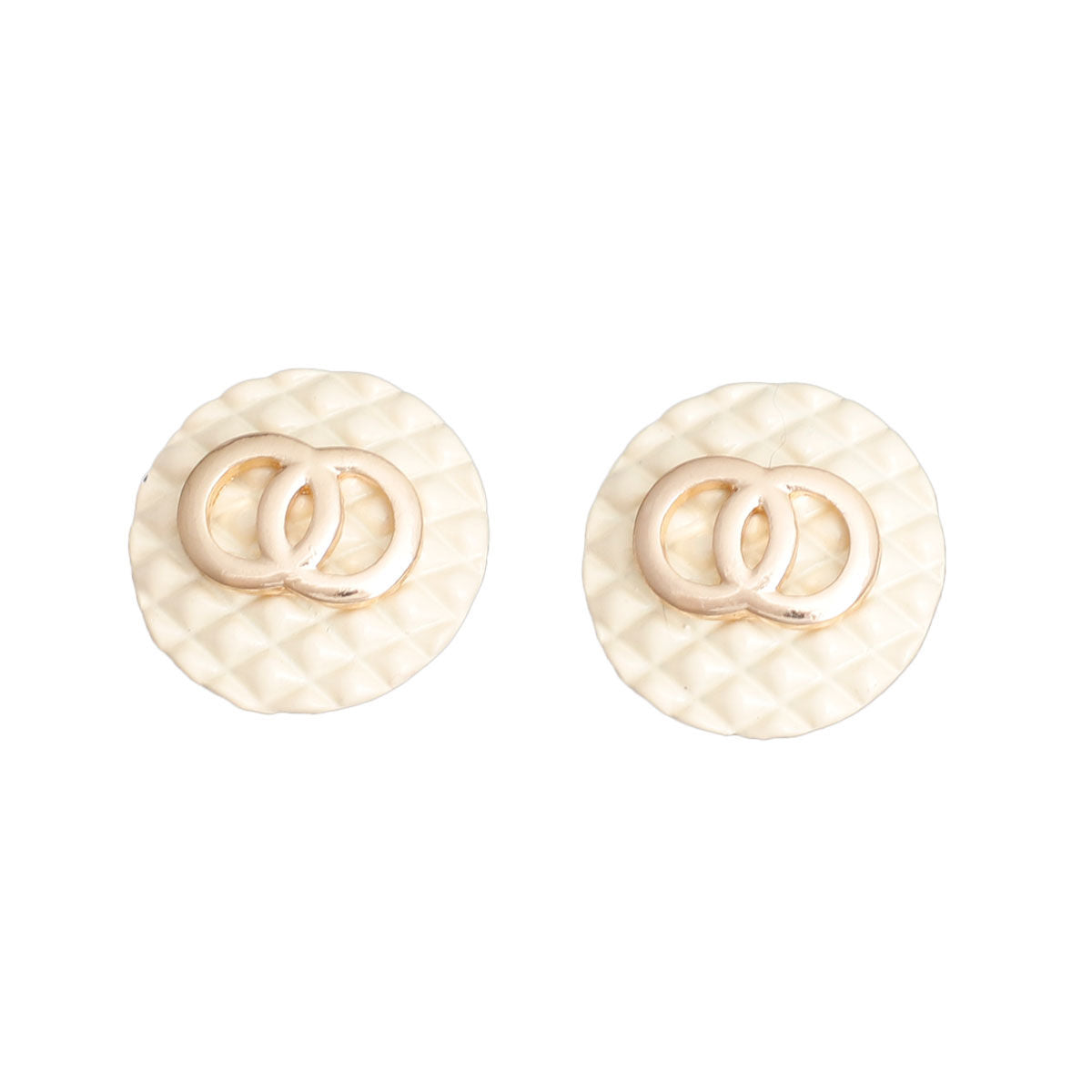 Ivory Designer Style Quilted Studs|.85 inches - Premium Wholesale Jewelry from Pinktown - Just $7! Shop now at chiquestyles