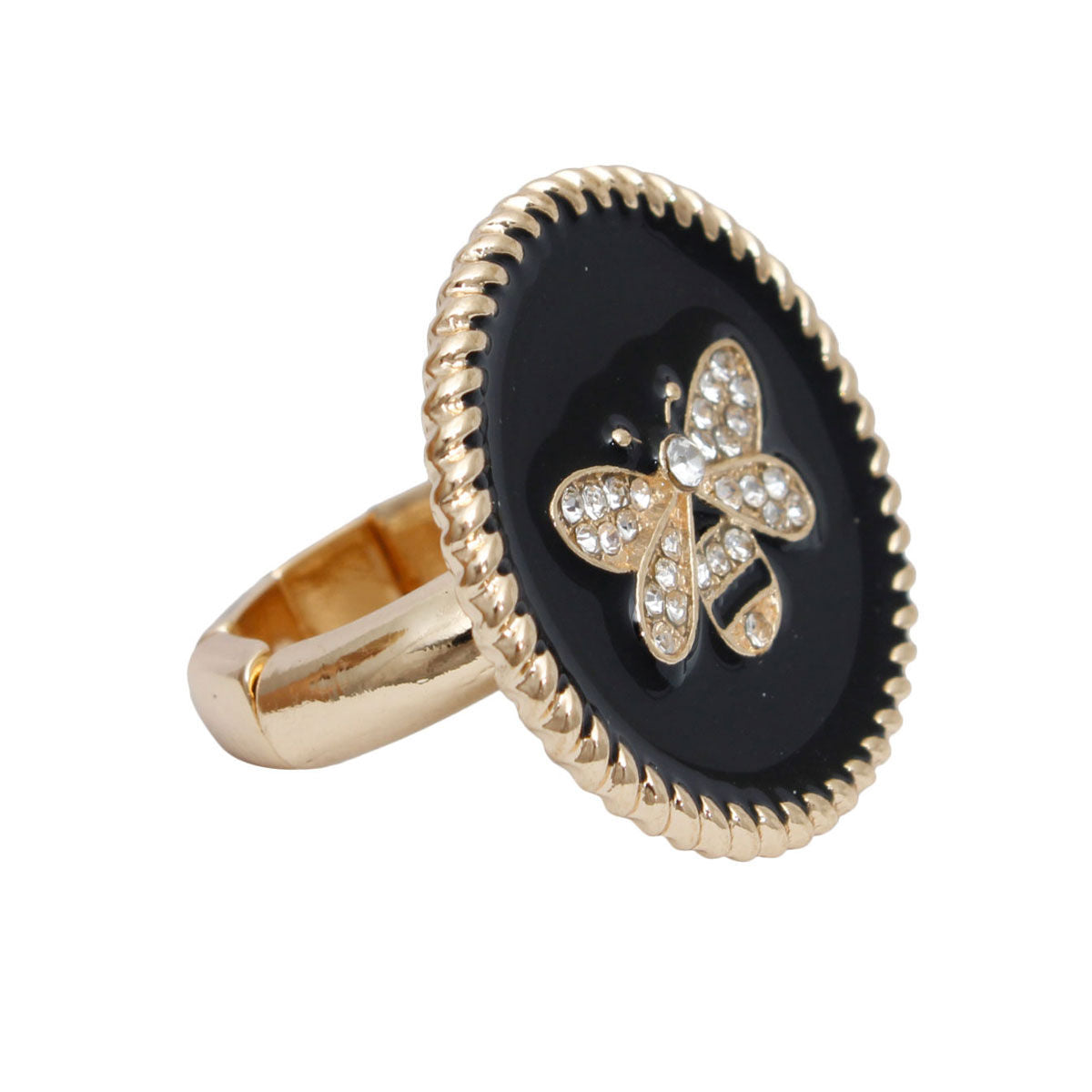 Black Bee Charm Gold Ring|Stretch to Fit - Premium Wholesale Jewelry from Pinktown - Just $10! Shop now at chiquestyles