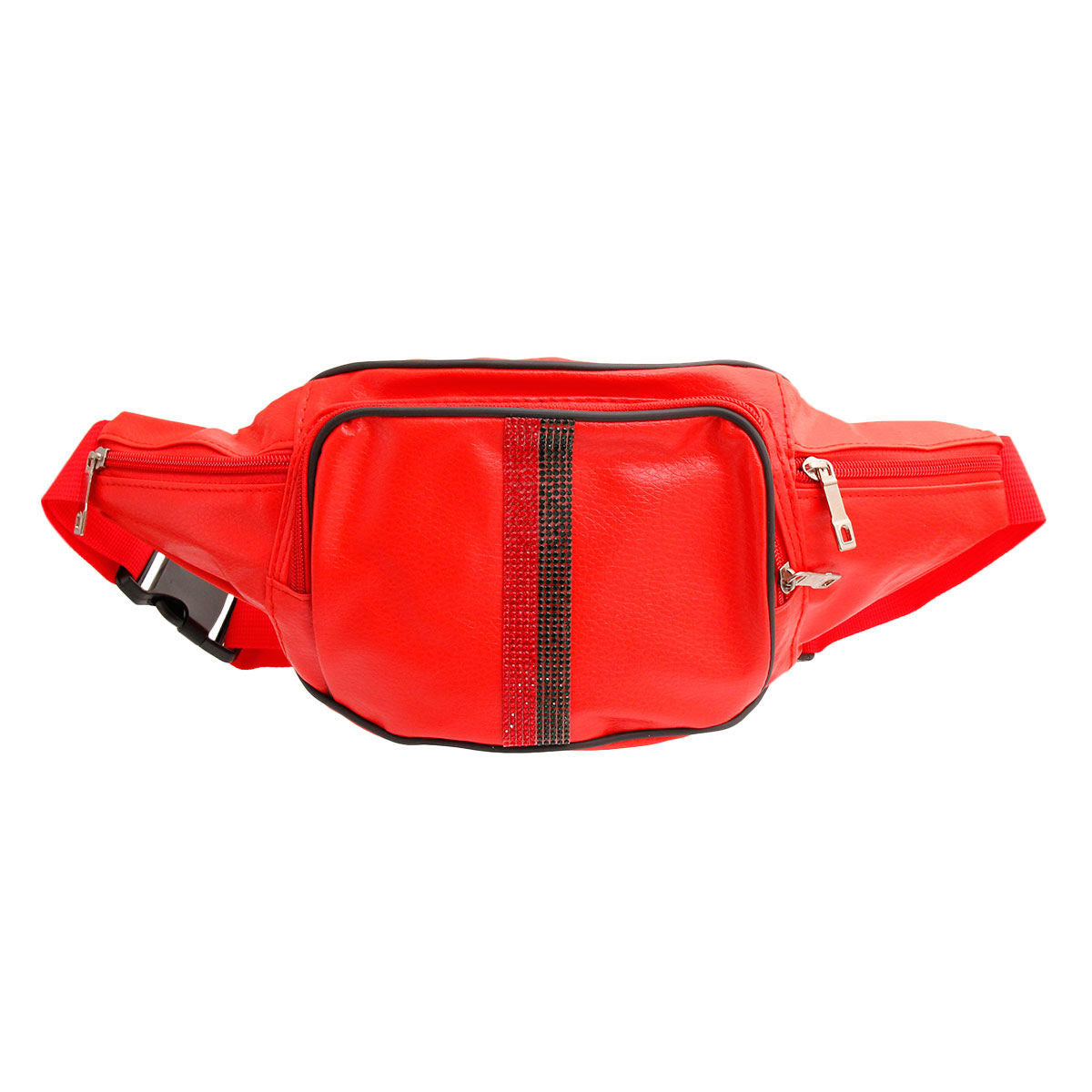 Designer Stripe Red Fanny Pack|14 x 5 x 2 inches - Premium Wholesale Fashion Accessories from Pinktown - Just $15! Shop now at chiquestyles