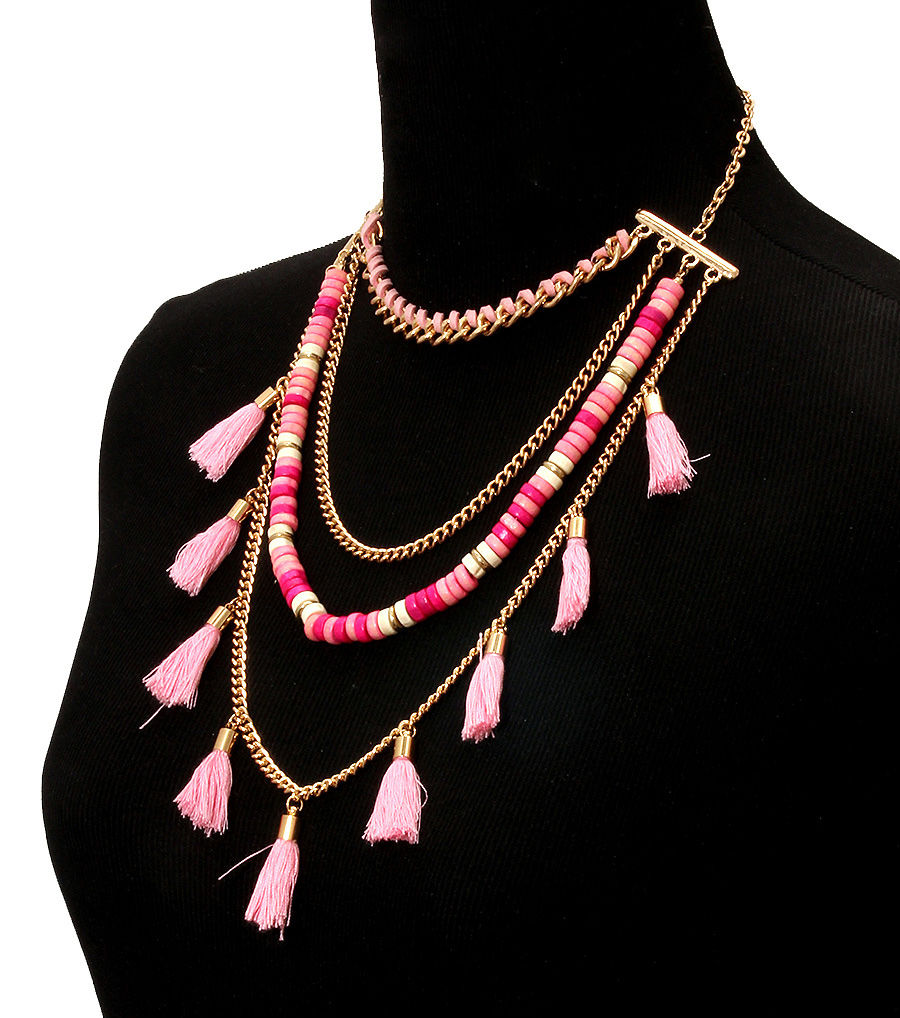 Yarn Tassel Necklace Set|18 inches - Premium Wholesale Jewelry from Pinktown - Just $12! Shop now at chiquestyles