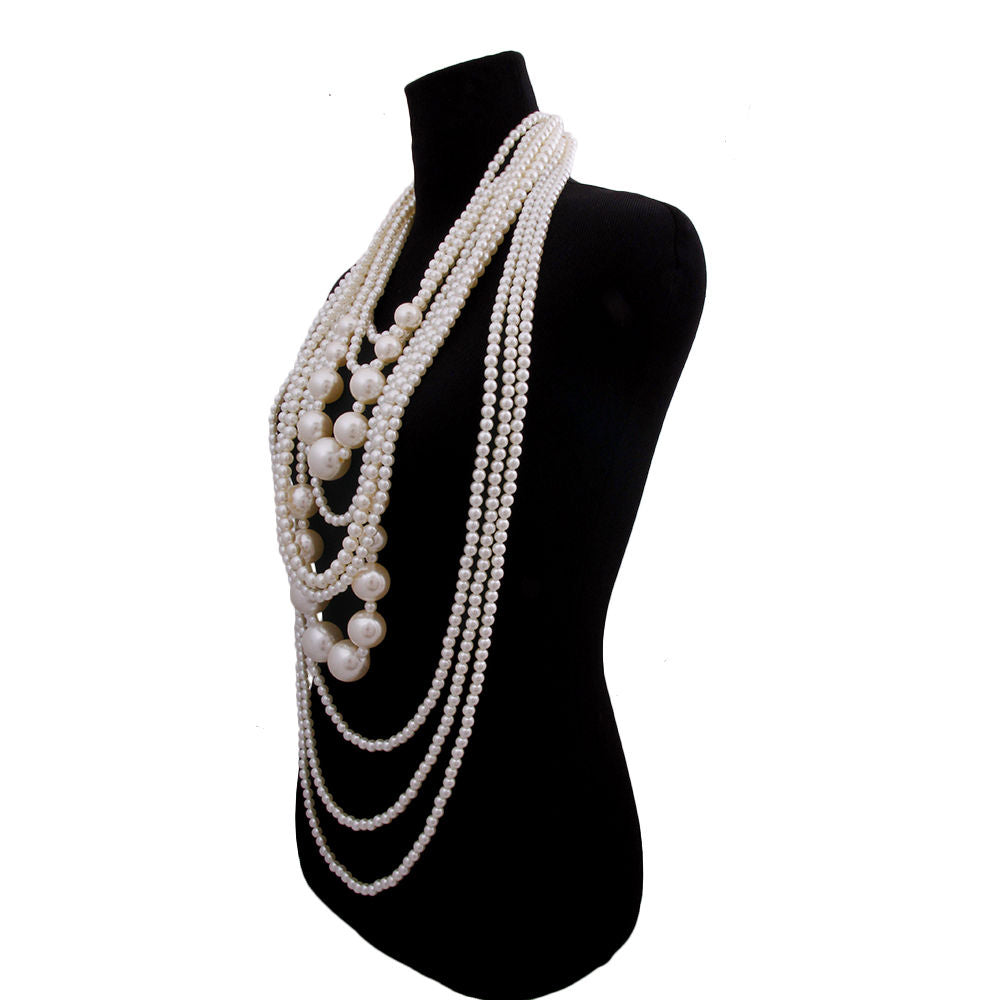 Long Chunky Cream Pearl Layered Necklace Set|20 inches - Premium Wholesale Jewelry from Pinktown - Just $46! Shop now at chiquestyles