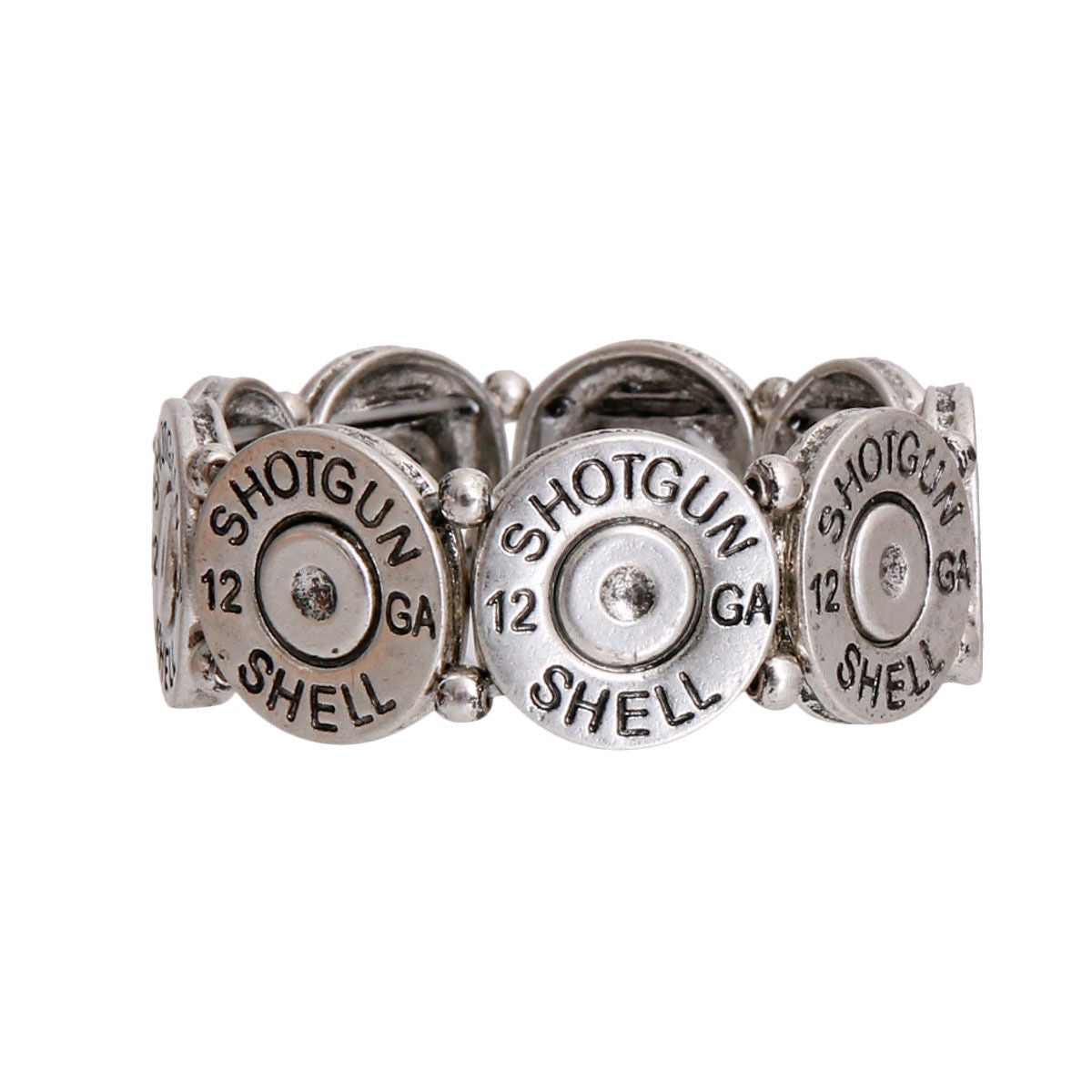 Burnished Silver Shotgun Shell Bracelet|Stretch to Fit - Premium Wholesale Jewelry from Pinktown - Just $14! Shop now at chiquestyles