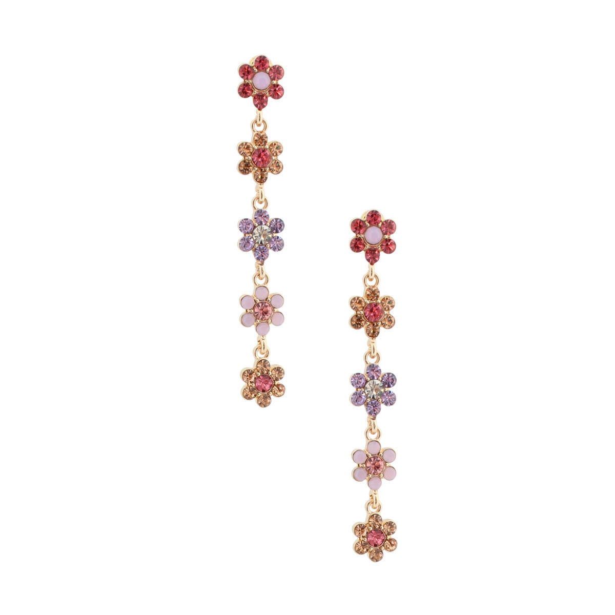 Gold Link Rhinestone Daisy Earrings|2.75 inches - Premium Wholesale Jewelry from Pinktown - Just $11! Shop now at chiquestyles