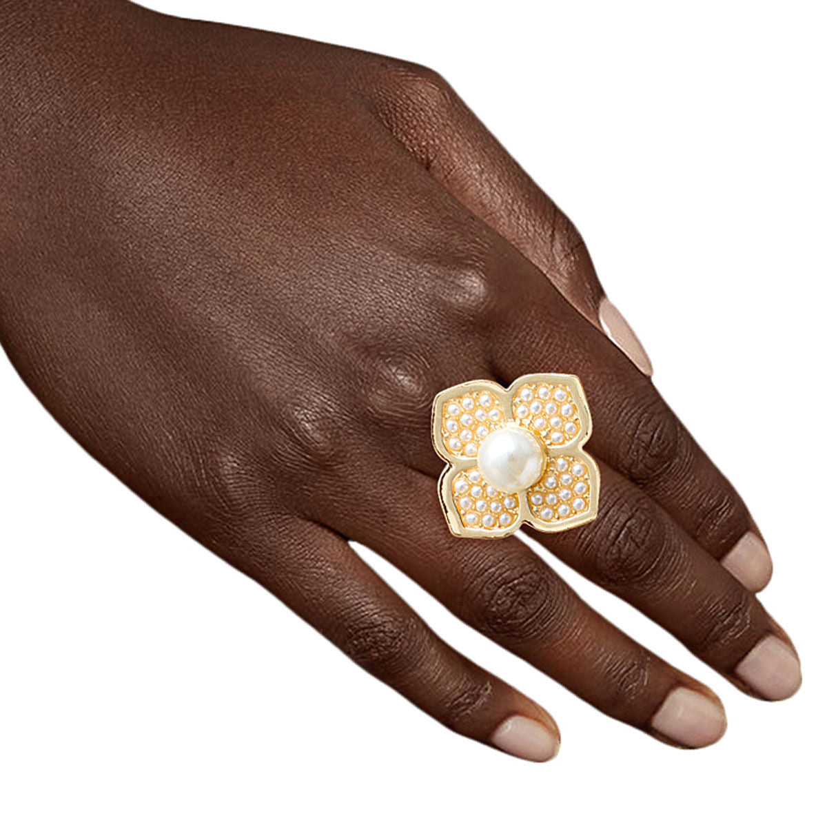 Pearl Luxury French Designer Flower Ring|Stretch to Fit - Premium Wholesale Jewelry from Pinktown - Just $9! Shop now at chiquestyles