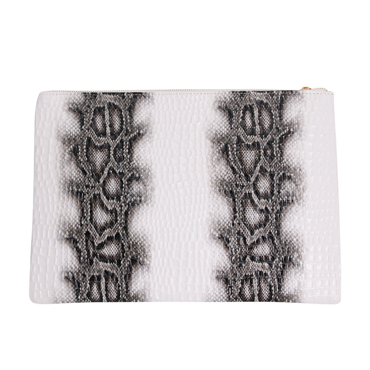 White Snake Flat Clutch|13.75 x 9.5 x 1 inches - Premium Wholesale Fashion Accessories from Pinktown - Just $38! Shop now at chiquestyles