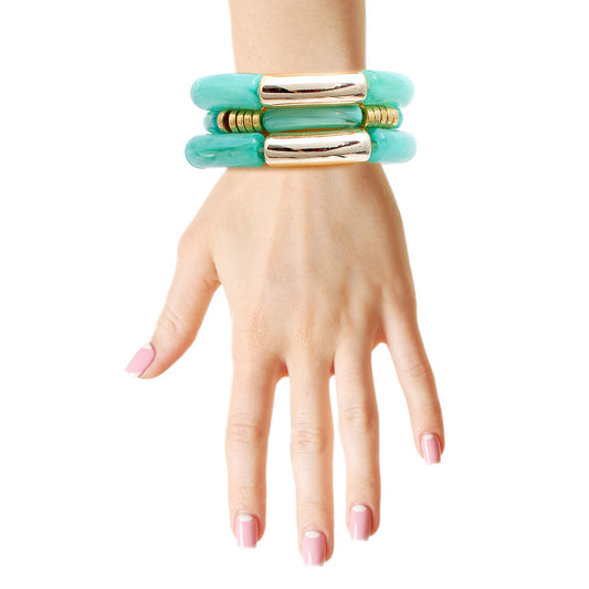 Turquoise Tube Stretch Bangle Set|Stretch to Fit - Premium Wholesale Jewelry from Pinktown - Just $12! Shop now at chiquestyles