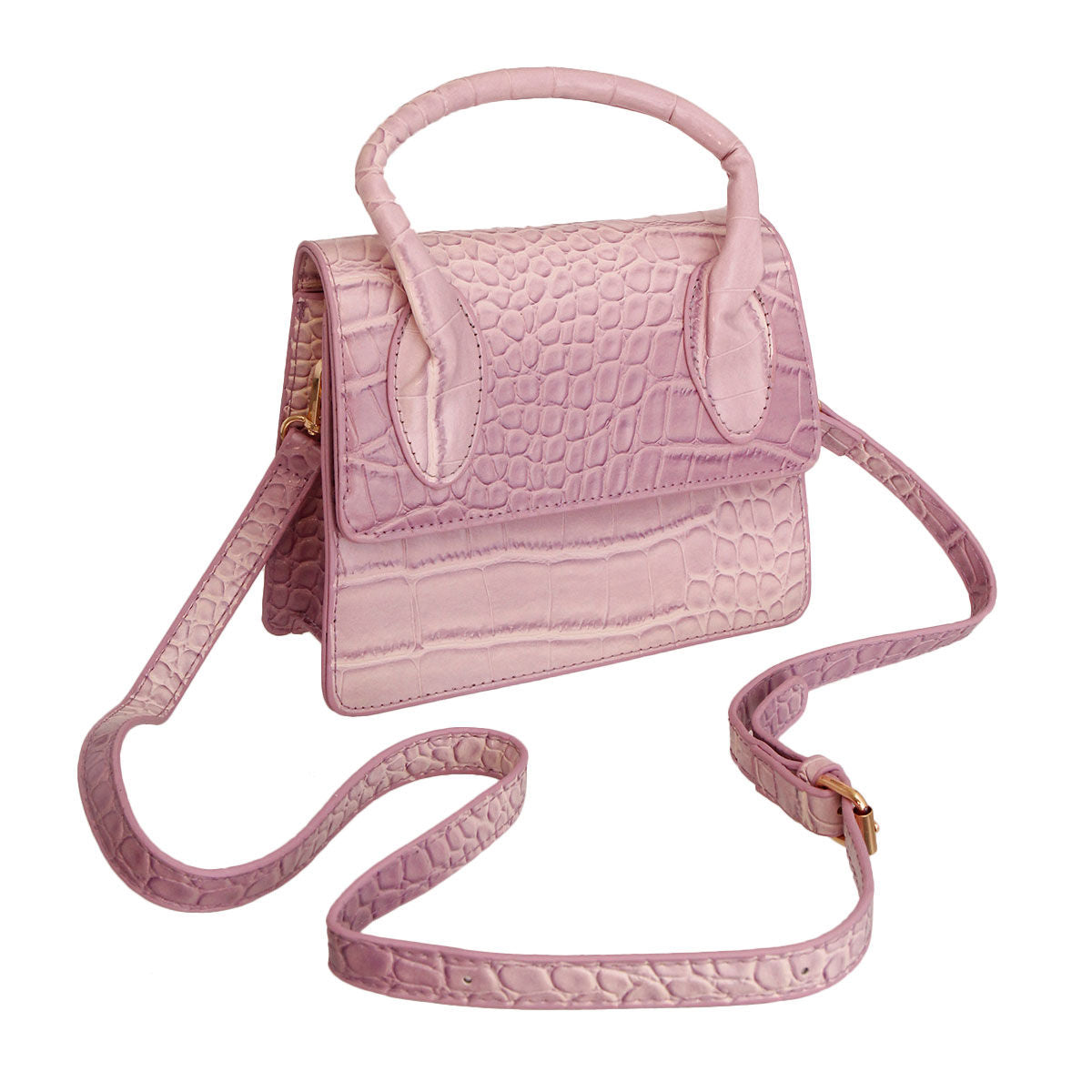 Purple Croc Flap Satchel Handbag|7.75 x 6 x 3 inches - Premium Wholesale Fashion Accessories from Pinktown - Just $51! Shop now at chiquestyles