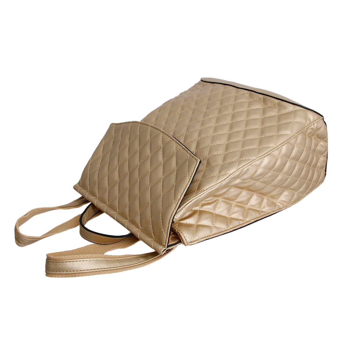 Gold Quilted Convertible Backpack|15 x 13 x 5 inches - Premium Wholesale Fashion Accessories from Pinktown - Just $57! Shop now at chiquestyles