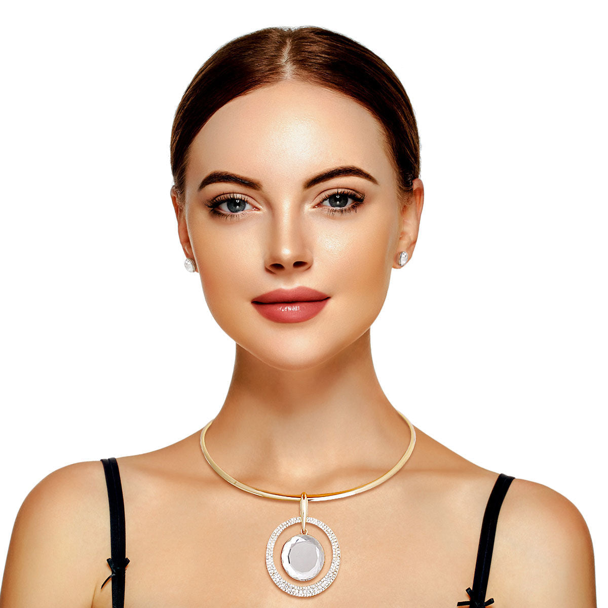 Gold Rigid Hook Round Crystal Choker|15 inches - Premium Wholesale Jewelry from Pinktown - Just $10! Shop now at chiquestyles