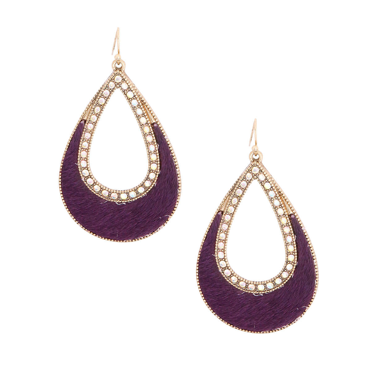 Genuine Leather Purple Teardrop Earrings|2 inches - Premium Wholesale Jewelry from Pinktown - Just $12! Shop now at chiquestyles