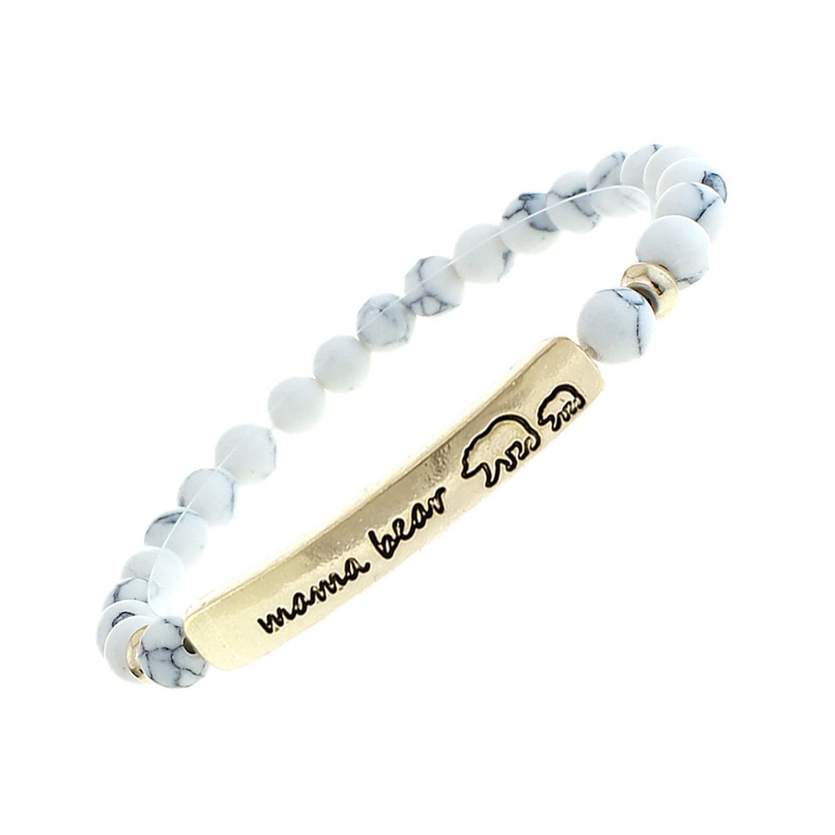 White Stone Mama Bear Cub Bracelet|Stretch to Fit - Premium Wholesale Jewelry from Pinktown - Just $7! Shop now at chiquestyles