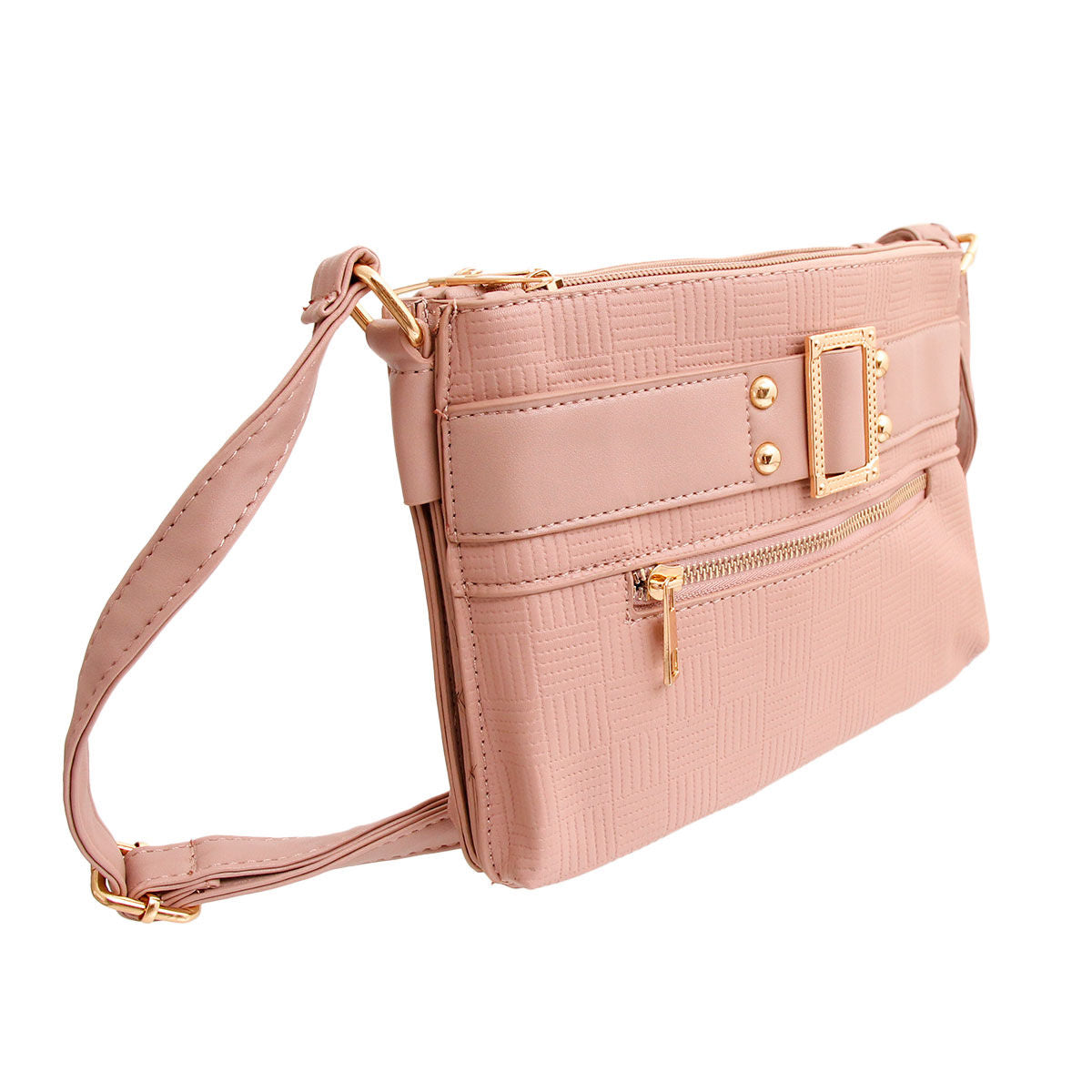 Mauve Leather Buckle Crossbody|10 x 8 x 2 inches - Premium Wholesale Fashion Accessories from Pinktown - Just $39! Shop now at chiquestyles