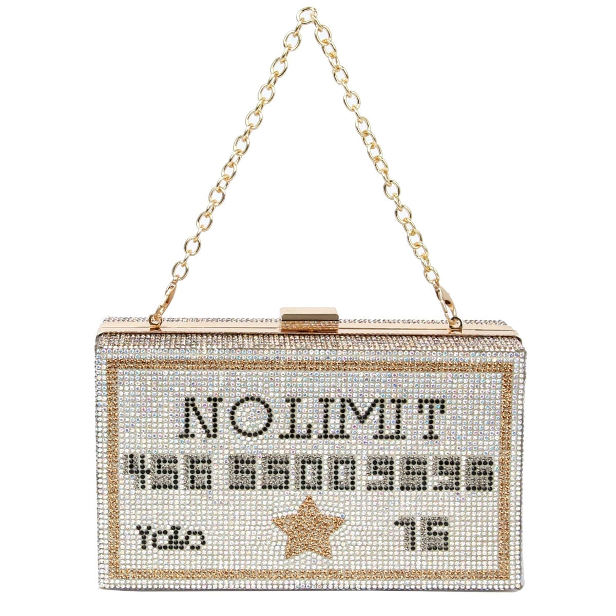 Silver No Limit Card Bling Clutch|7.5 x 4.5 x 2.25 inches - Premium Wholesale Fashion Accessories from Pinktown - Just $49! Shop now at chiquestyles