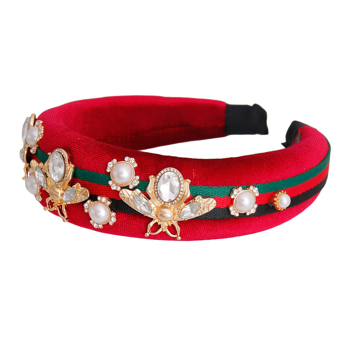 Designer Red Velvet Bee Padded Headband|Adjustable - Premium Wholesale Fashion Accessories from Pinktown - Just $21! Shop now at chiquestyles