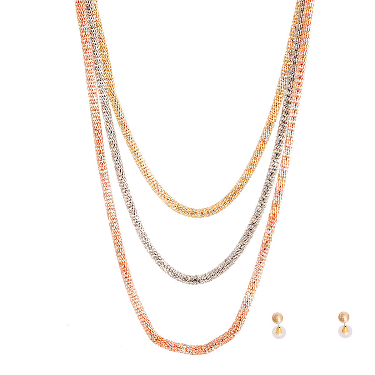 Mixed Metal Mesh Chain Necklace|27.5 inches - Premium Wholesale Jewelry from Pinktown - Just $12! Shop now at chiquestyles