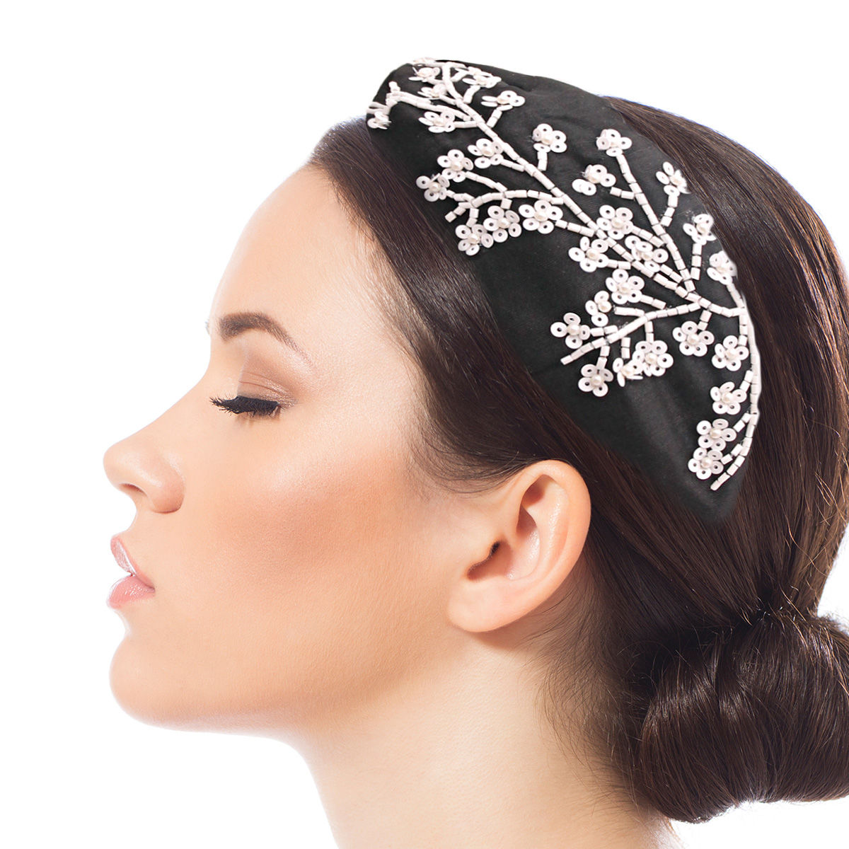 White Bead Embellished Headband|Adjustable - Premium Wholesale Fashion Accessories from Pinktown - Just $22! Shop now at chiquestyles