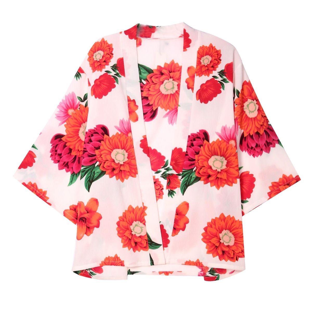 White Pink Flower Kimono|28.7 x 25.1 inches - Premium Wholesale Boutique Clothing from Pinktown - Just $25! Shop now at chiquestyles