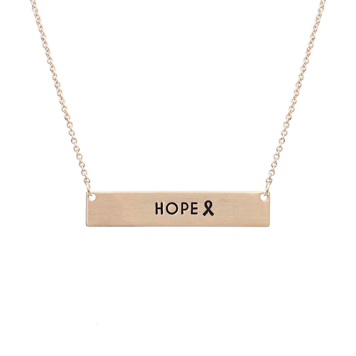 Gold Ribbon HOPE Plate Necklace|16 + 3 inches - Premium Wholesale Jewelry from Pinktown - Just $7! Shop now at chiquestyles